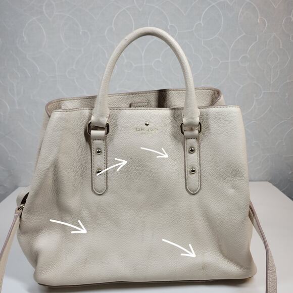 Kate Spade Larchmont Ave Evangelie Satchel Cream‎ Pebbled Leather Crossbody Bag - Picture 8 of 16